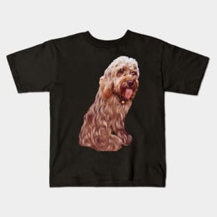 Licking tongue Cavapoo Cavoodle puppy - cute cavalier king charles spaniel Kids T-Shirt